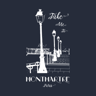 MONTMARTRE Staircase, Lamp Posts and Handrail, Paris France T-Shirt