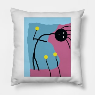 Kid With Yellow Flowers Stick Figure Pillow