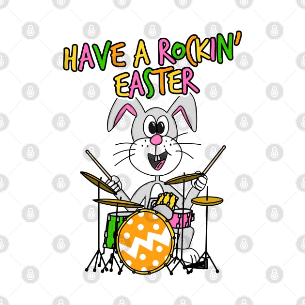 Have A Rockin' Easter Drummer Bunny Playing Drums by doodlerob