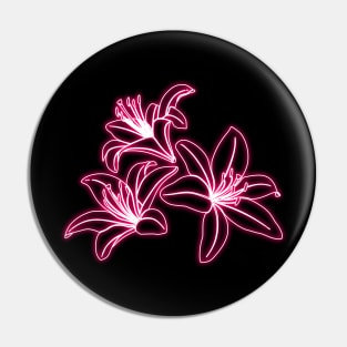 Neon Lys Flowers Pin