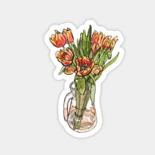 Tulip Bouquet - Watercolor Illustration Edit Magnet