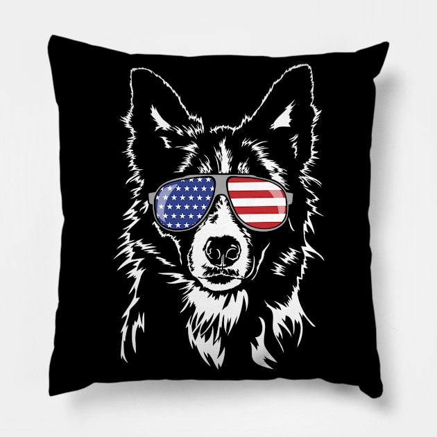 Funny Proud Border Collie American Flag sunglasses Pillow by wilsigns