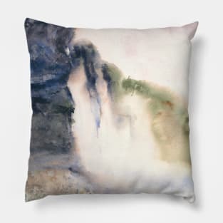 Tundra Falls Watercolor Painting Pillow