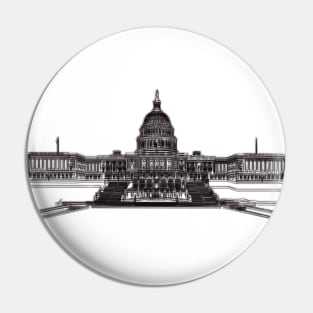 Washington Dc Capitol Building Minimalist Drawing Pin