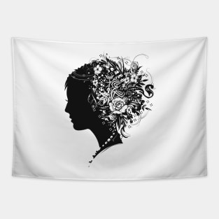 Paper cut Portrait of a girl in profile Tapestry