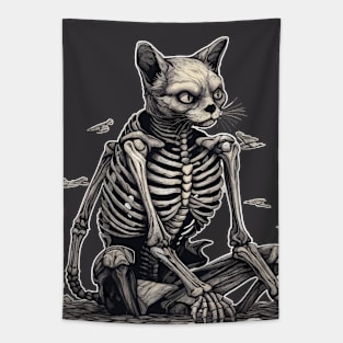 Skeleton cat Tapestry