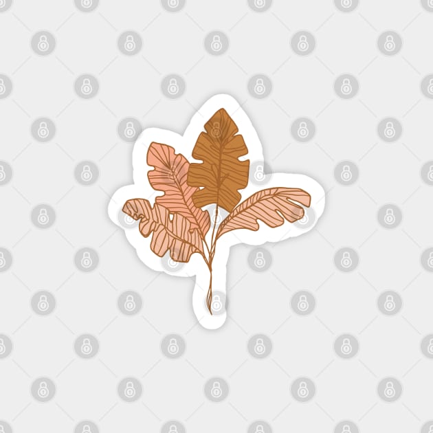 Contour Line Leaves on Taupe Magnet by latheandquill