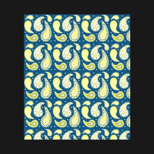 Blue yellow paisley T-Shirt