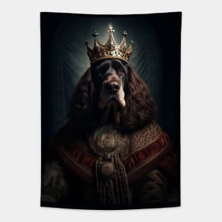 Noble Black & Brown Basset Hound  - Medieval King Tapestry