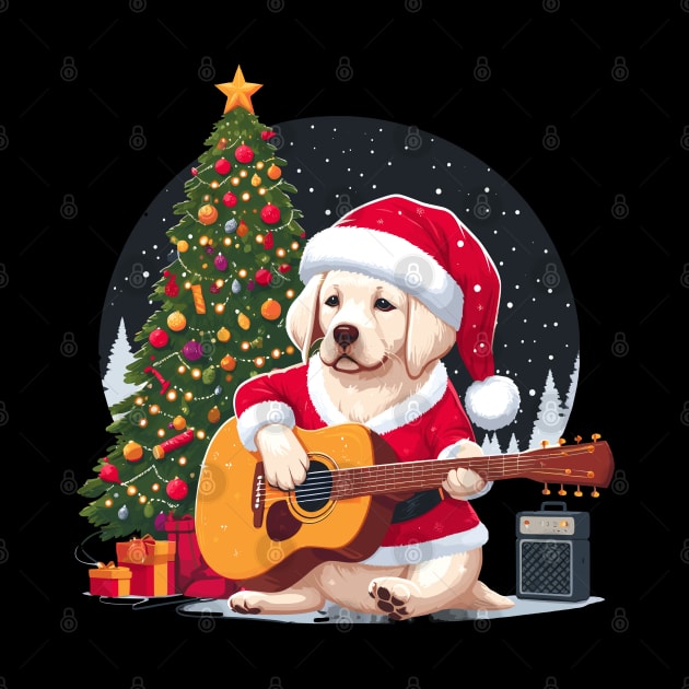 Golden Retriever Playing Guitar Christmas by Graceful Designs