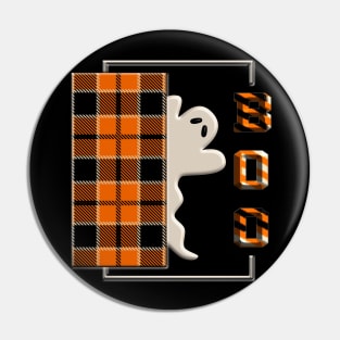 Boo Ghost 3D Halloween tridimensional behind door twill orange black beige cute trendy 310 Pin