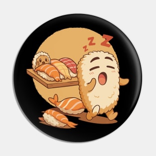 Sleepwalking Sushi - Funny Kawaii Japanese Food Anime Aesthetic Humor Design Pin