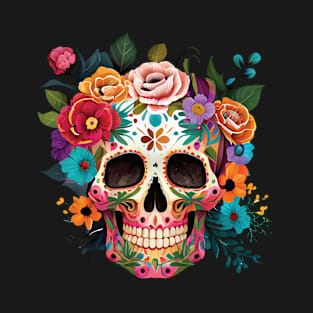 Cool Day of the Dead Sugar Skull Día De Los Muertos Design T-Shirt