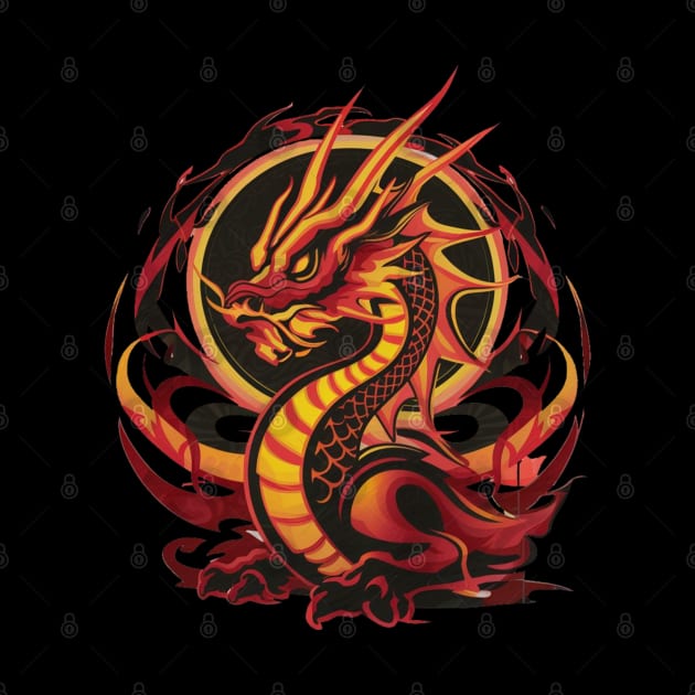 "Eternal Fire: Year of the Dragon Ukiyo-e" - Chinese Zodiac Dragon by stickercuffs