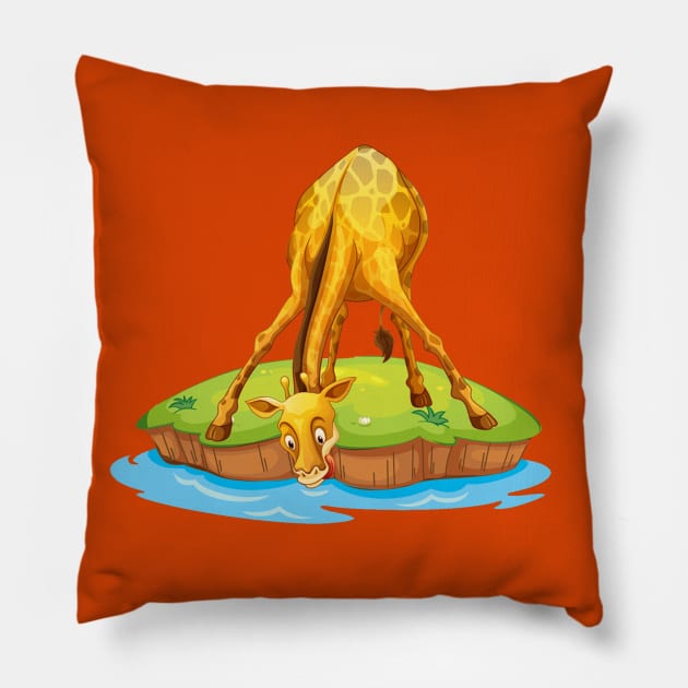 Giraffe Drinking Pillow by Mako Design 