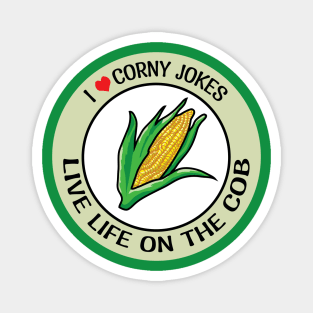 I Heart Corny Jokes Badge Magnet