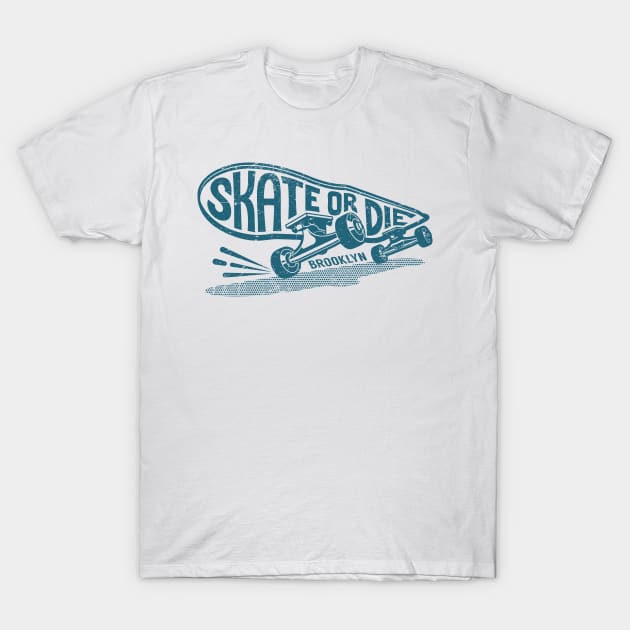 Skateboard in Motion with Lethering Skate or Die Women's T-Shirt