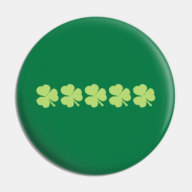 Five Pale Green Shamrocks for St Patricks Day Pin by ellenhenryart