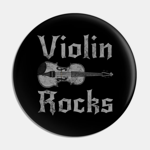 Violin Rocks, Violinist Heavy Rock Musician Pin by doodlerob