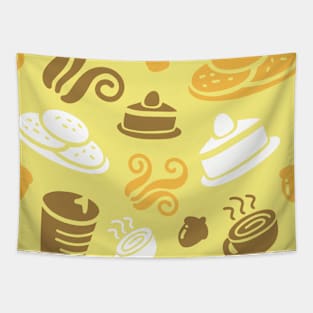 Cafe Yellow Vibe Coffee Dessert Sweets Pattern Tapestry