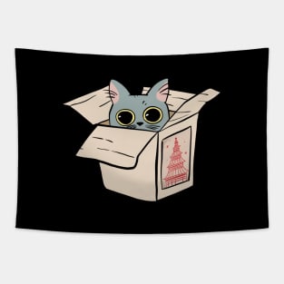 Cute Cat in a Box Tapestry