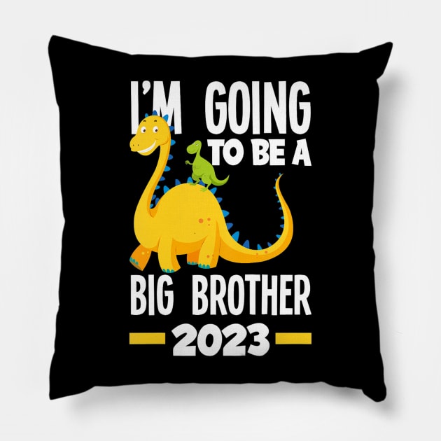 I'm Going To Be A Big Brother 2023 Dinosaur Dino Pillow by tabbythesing960