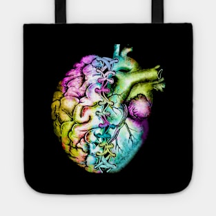 Right balance between brain and heart, colorful, raimbow, bound Tote