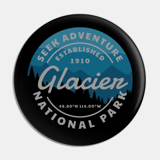 Glacier National Park Retro Pin by roamfree