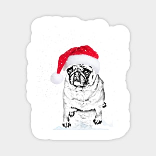 Dog in the snow on Christmas Magnet