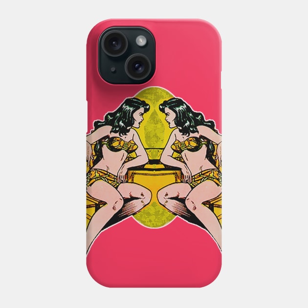 Black haired brunette girl sitting sideways Phone Case by Marccelus