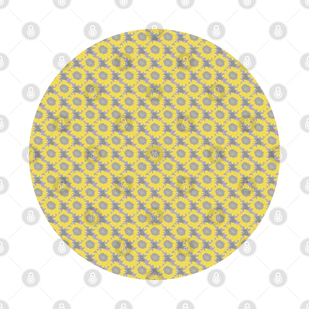Fine Yellow Daisy Floral Pattern Circle by ellenhenryart