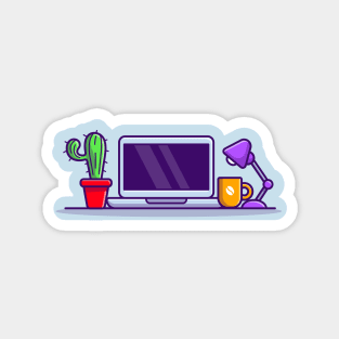 Workspace Cartoon Illustration Magnet