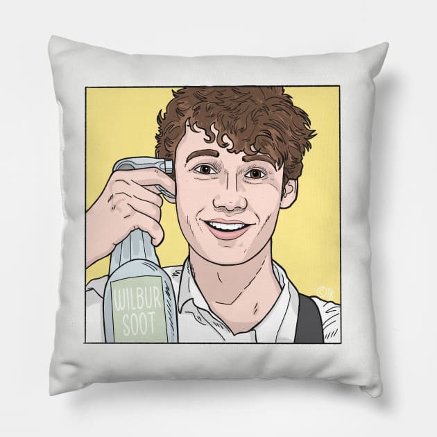 Wilbur Soot Drawing Pillow by Sketchy