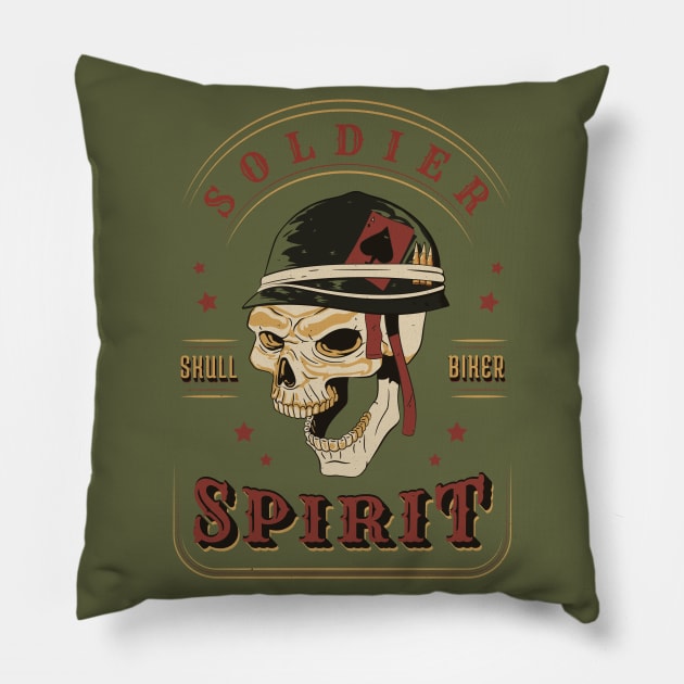 Soldier Spirit Skull Tattoo Pillow by LR_Collections