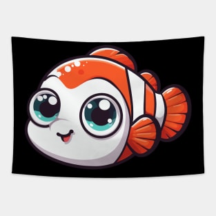 Cute Vectoral Clownfish Face Tapestry