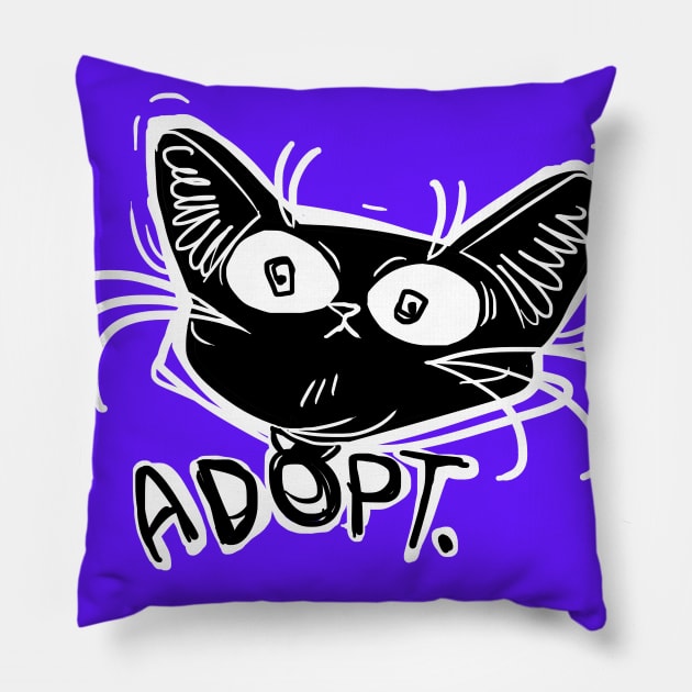 ADOPT funny black cat stare Pillow by Angsty-angst