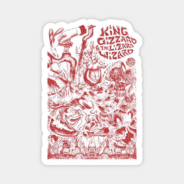 Psychedelic King Gizzard & Lizard Wizard Magnet by demarsi anarsak