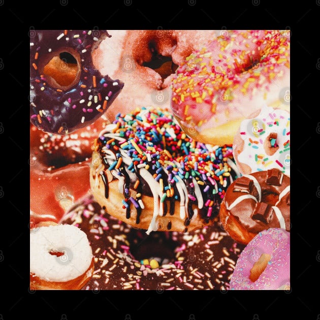 Donuts Retro Collage Art by gnomeapple