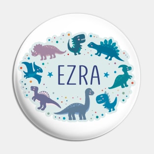 Ezra name surrounded by dinosaurs Pin