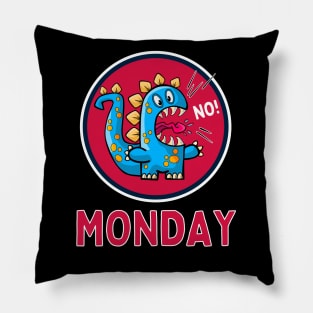 Happy Monday - No! Blue Monster Pillow