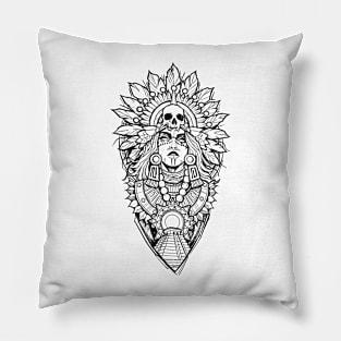 Viking tattoo black and white Pillow