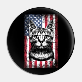 Patriotic Cat American Flag Pin