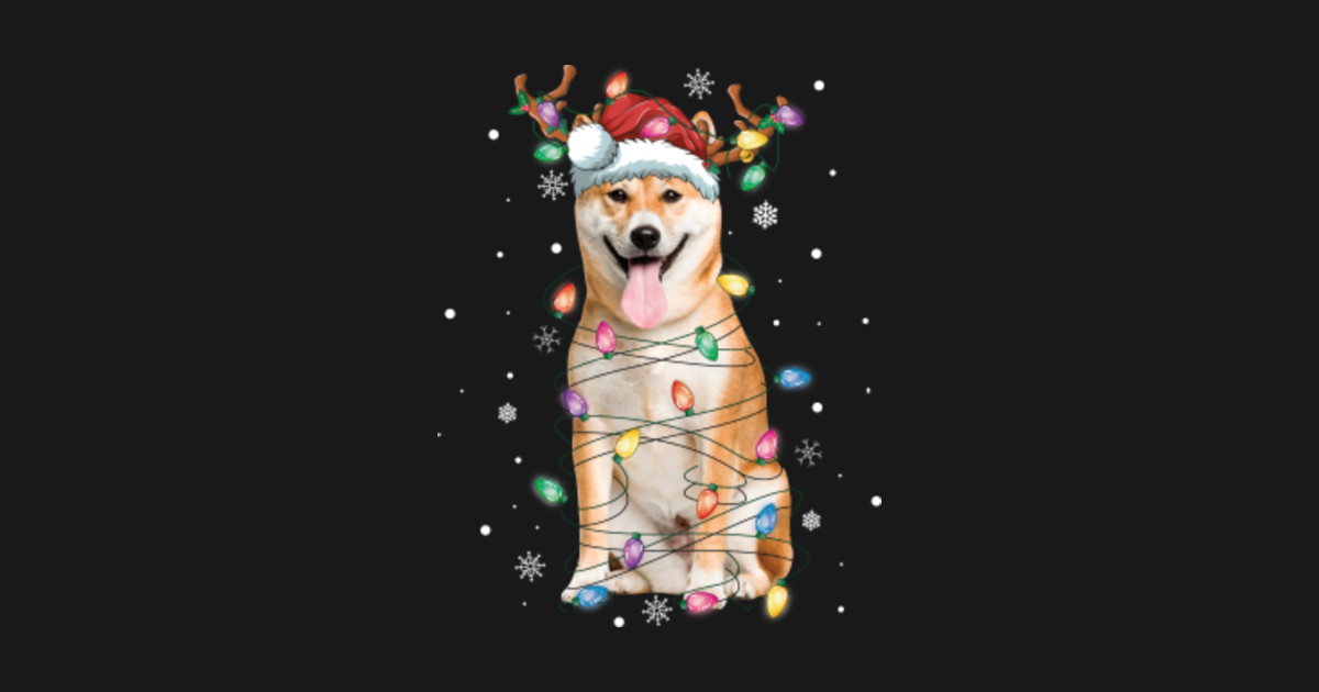 Funny Santa shiba inu Christmas Lights Tree Dog Lover