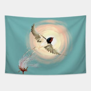 Barn Swallow + Prairie Smoke Flower Tapestry