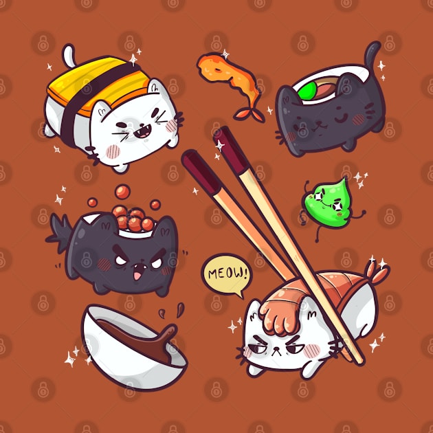 Sushi cats by lunaticpark