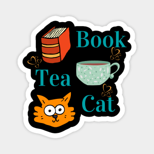 Book, Tea, Cat Magnet