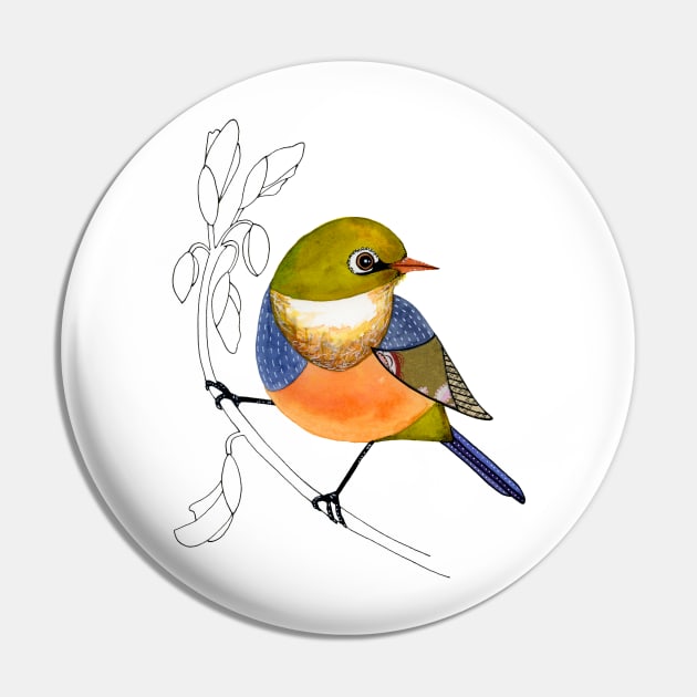 Silvereye bird Pin by scatterlings