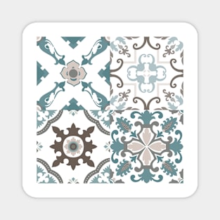 Vector set of Portuguese tiles patterns. Collection of colored patterns for design and fashion. Magnet