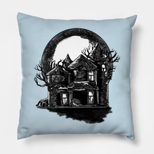 Retro creepy haunted house decoration Pillow