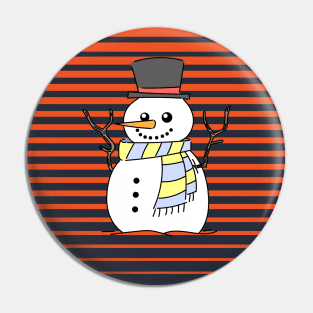 Christmas Cute And Funny Snowman In The Hat Pin